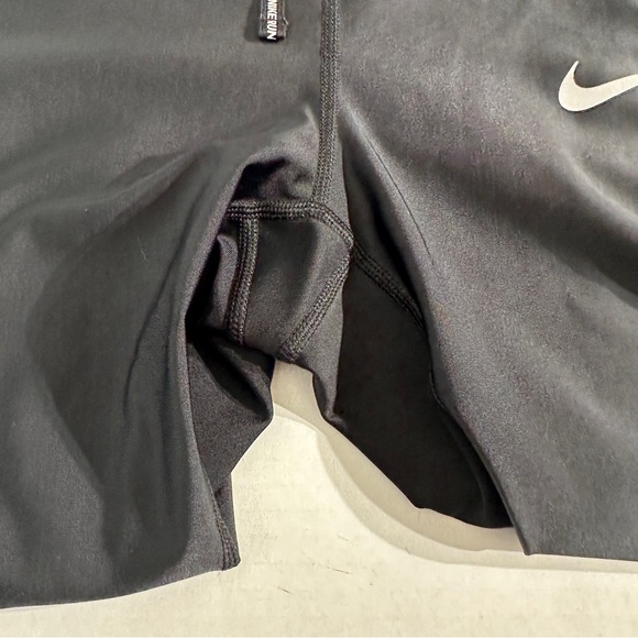 Nike Womens Power Epic Run Crop Leggings Women's Dri-Fit Black Shiny Draw Waist - Picture 8 of 14